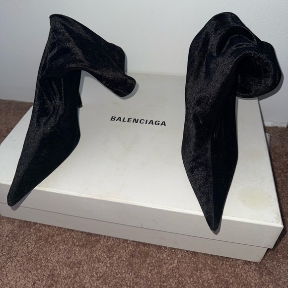 Balenciaga Black Velvet Sculptural Heels
